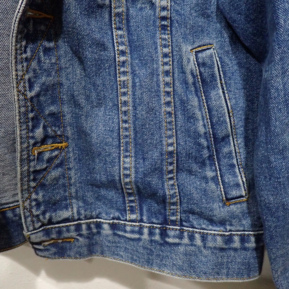 Lee Denim Trucker Jacket Medium Wash Blue Jean Button Up Coat Large - Picture 4 of 5